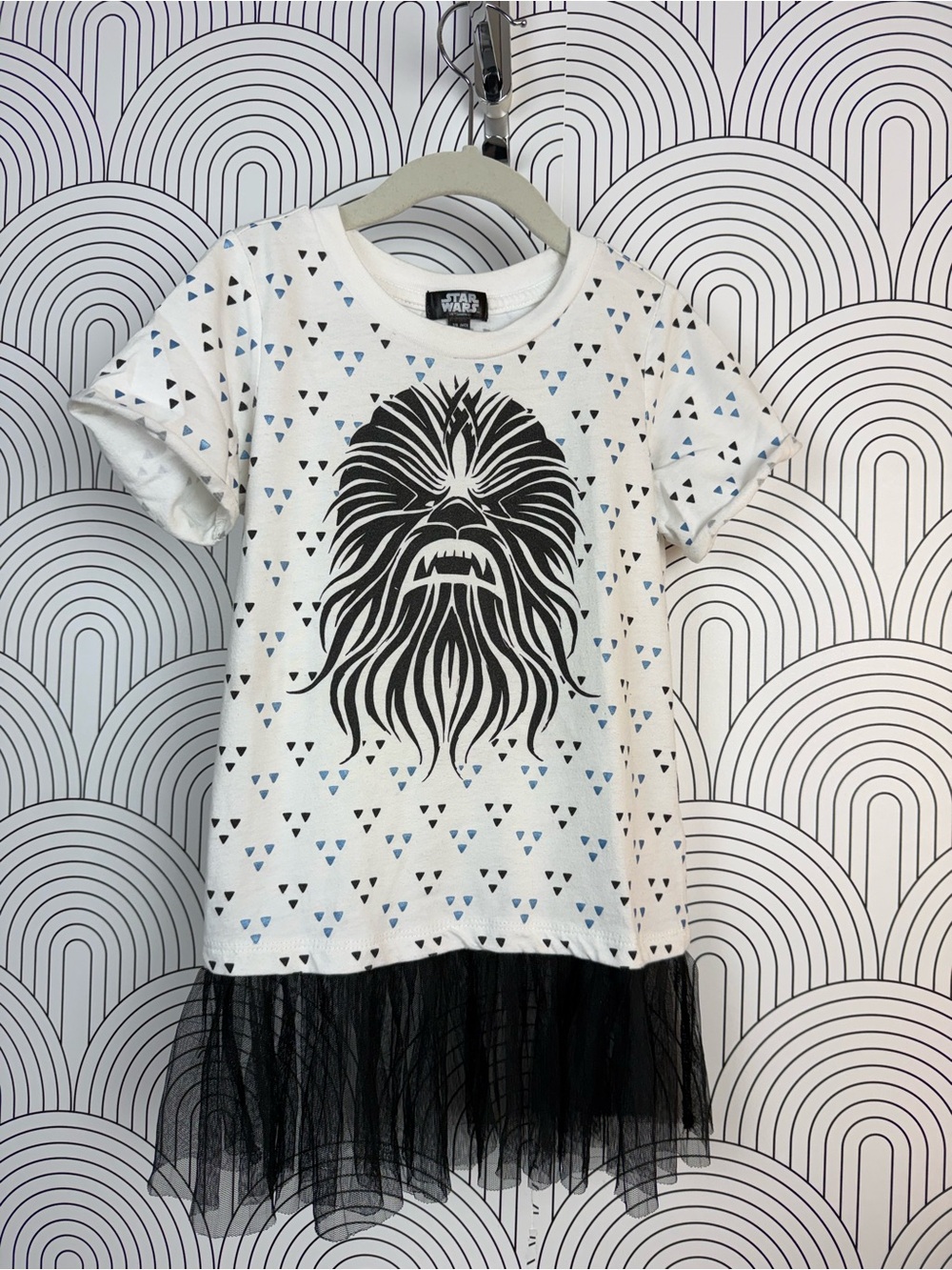 Star Wars Chewbacca Graphic Tee with Black Tulle Hem girl's size 7/8